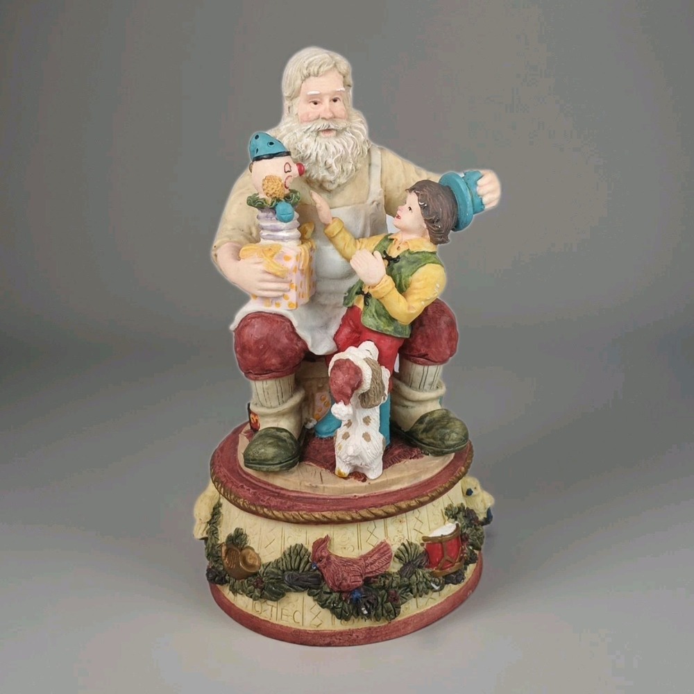 Vintage 9" Three Hands Corp Santa Claus Music Box Home Decor Christmas Holidays